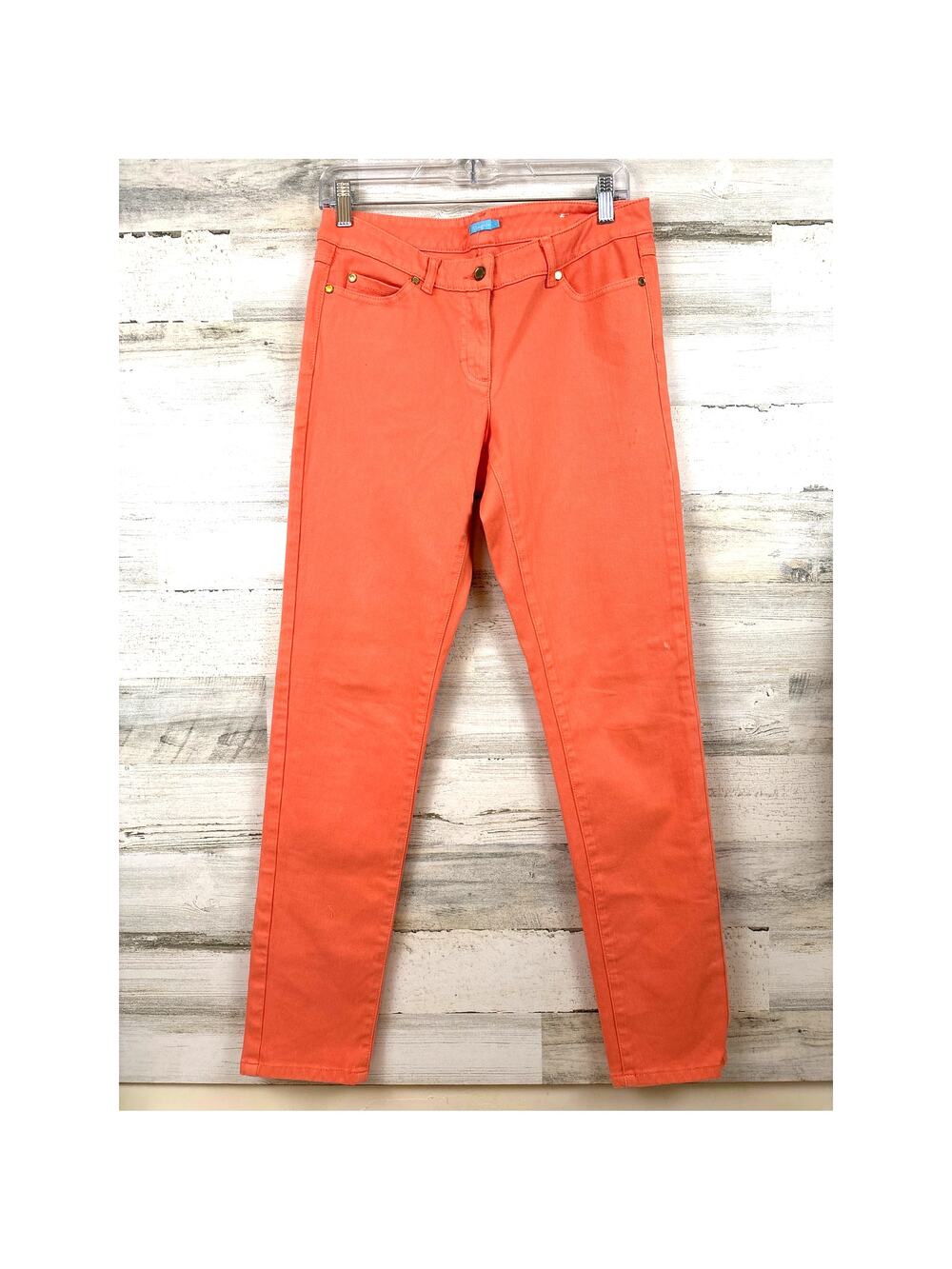 J McLaughlin Womens 6 Coral Orange Stretch Denim Ankle Jeans Designer Pants